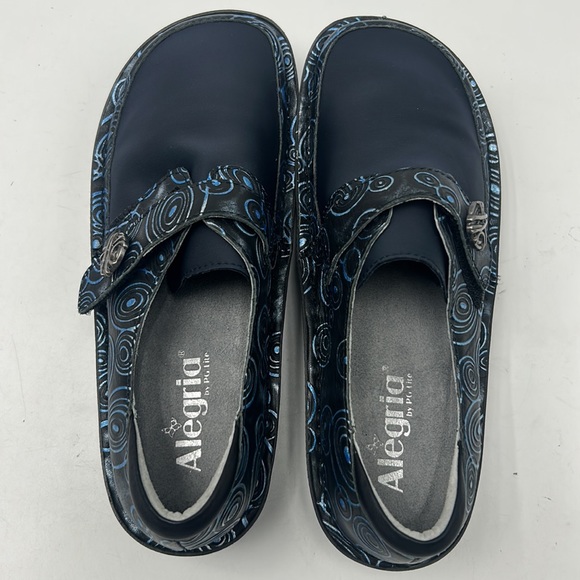 ALEGRIA DEN WOMEN SIZE 37 CLOGS LEATHER NAVY BLUE - Picture 4 of 11